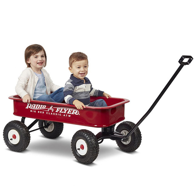 Two children inside RADIO FLYER