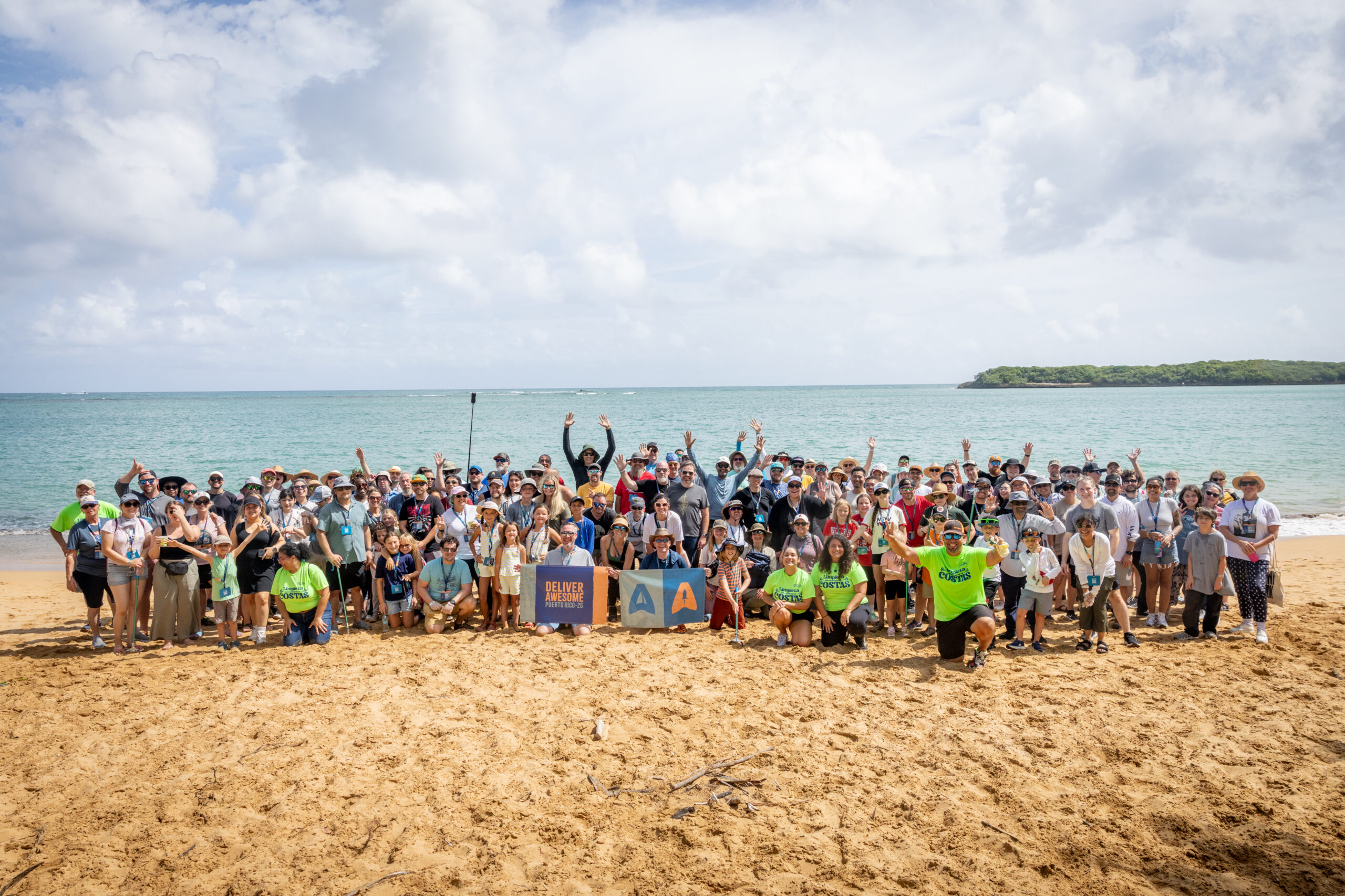 Awesome company group photo on beach